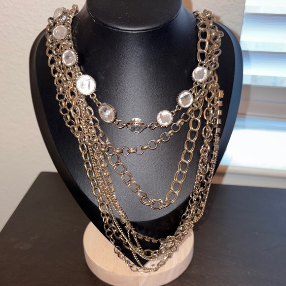 New York & Company Jewelry - New York & Company Gold and Silver Multi-Layer Necklace